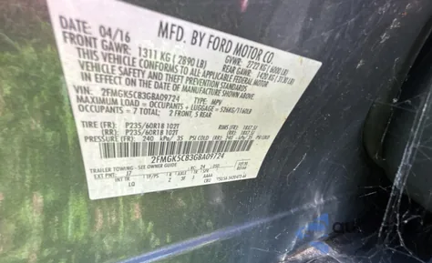 2016 Ford Flex Sel from USA, damaged, VIN 2FMGK5C83GBA09724